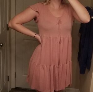 Juniors Light Pink Babydoll Mini Dress